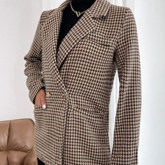 Classic Houndstooth Dual Pocket Double Button Blaz - Picture 4 of 7